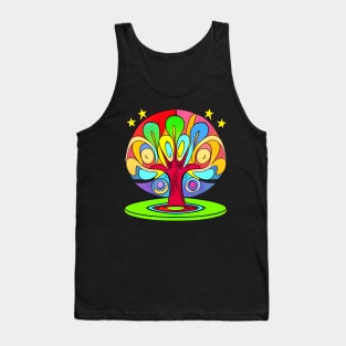 Vibrant 70s Style World Tree of Life (MD23ERD006b) Tank Top